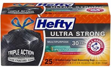 Hefty Ultra Strong Multipurpose Large Trash Bags, Black, White Pine Breeze Scent, 30 Gallon