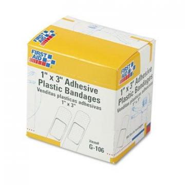First Aid Only Plastic Adhesive Bandages, 1" x 3", 100/Box