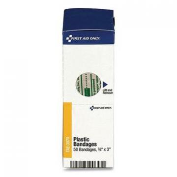 First Aid Only Adhesive Plastic Bandages, 0.75" x 3", 50/Box