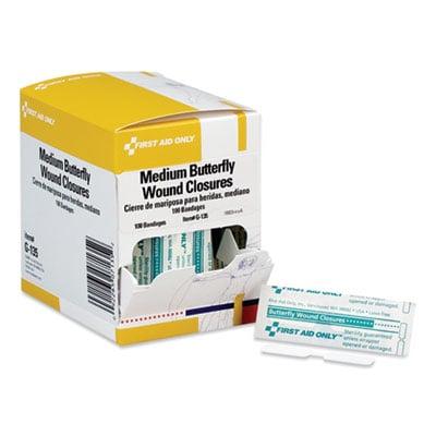 First Aid Only Butterfly Wound Closures, 0.38" x 1.75", 100/Box