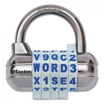 Master Lock Password Plus Combination Lock, Hardened Steel Shackle, 2 1/2" Wide, Silver