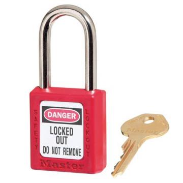 Master Lock Government Safety Lockout Padlock, Zenex, 1 1/2", Red, 1 Key, 6/Box