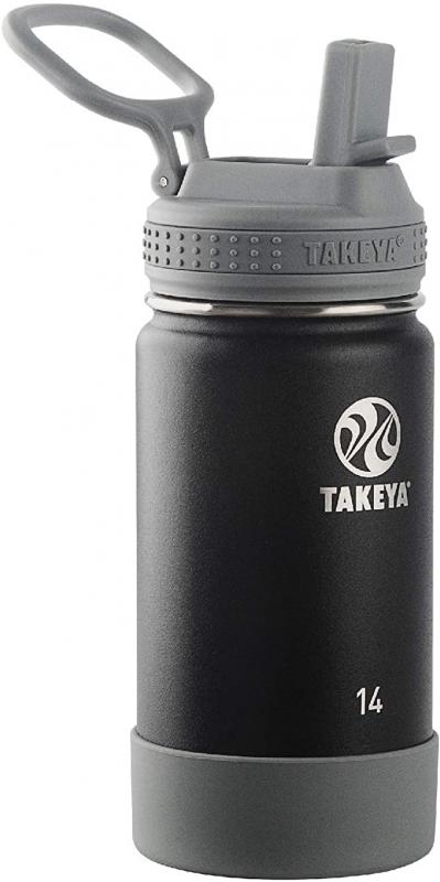 Takeya Kids Insulated Water Bottle w/Straw Lid, 14 Ounces, Blackberry