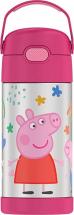 THERMOS FUNTAINER 12 Ounce Stainless Steel Vacuum Insulated Kids Straw Bottle, Peppa Pig