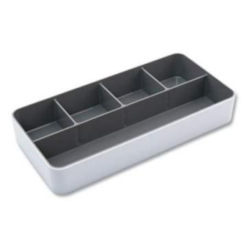 Advantus Fusion Five-Compartment Plastic Accessory Holder, 12.25 x 6 x 2, White/Gray