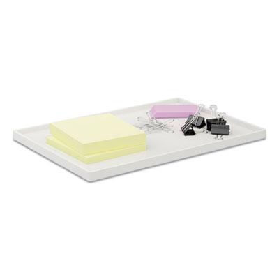 TRU RED Slim Stackable Plastic Tray, 1-Compartment, 6.85 x 9.88 x 0.47, White