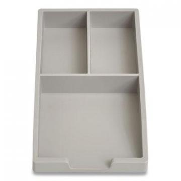 TRU RED Stackable Plastic Accessory Tray, 3-Compartment, 3.34 x 6.81 x 0.94, Gray