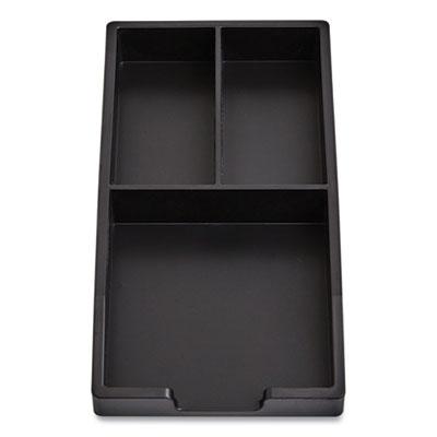 TRU RED Stackable Plastic Accessory Tray, 3-Compartment, 3.34 x 6.81 x 0.94, Black