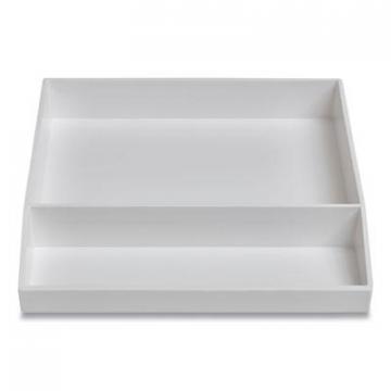 TRU RED Divided Stackable Plastic Tray, 2-Compartment, 9.44 x 9.84 x 1.77, White