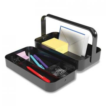 TRU RED Plastic Desktop Caddy, 5-Compartment, 4.33 x 11.5 x 8.07, Black