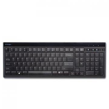 Kensington Slim Type Standard Keyboard, 104 Keys, Black/Silver