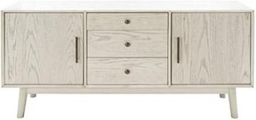 Safavieh Couture Home Collection Elissa Mid-Century White Washed 3-Drawer 2-Door Media Stand