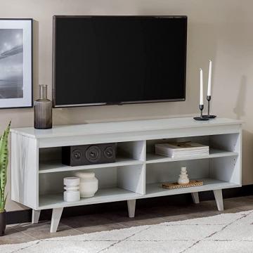 Walker Edison Rohde Contemporary 4 Cubby TV Stand for TVs up to 65 Inches, 58 Inch, Grey