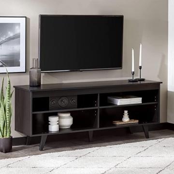 Walker Edison Rohde Contemporary 4 Cubby TV Stand for TVs up to 65 Inches, 58 Inch, Black