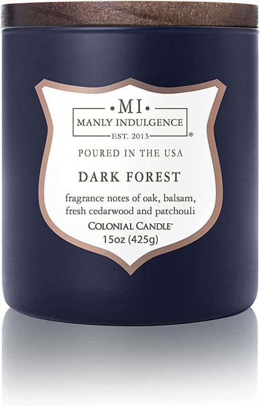 Manly Indulgence - 117197 Fragrance: Dark Forest Scented Jar Candle, 15 oz, White