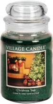 Village Candle Christmas Tree Large Glass Apothecary Jar Scented Candle, (26oz), Green