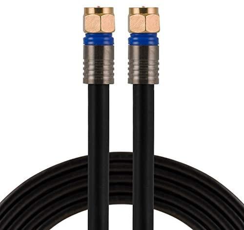 GE RG6 Coaxial Cable, 6 ft. F-Type Connectors, Quad Shielded Coax Cable, 3 GHz Digital
