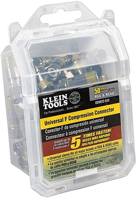 Klein Tools VDV812-612 Universal Compression F Connectors RG6/6Q Coax, Universal Sleeve Technology