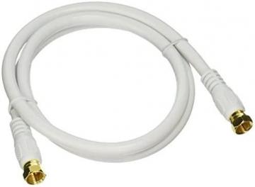 Monoprice 104057 RG6 Quad Shield CL2 Coaxial Cable with F Type Connector, White, 3ft