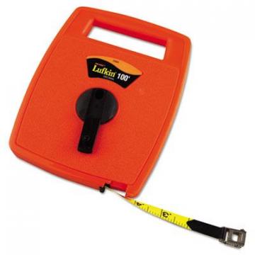 Lufkin Hi-Viz Linear Measuring Tape Measure, 1/2in x 100ft, Orange, Fiberglass Tape (706D)