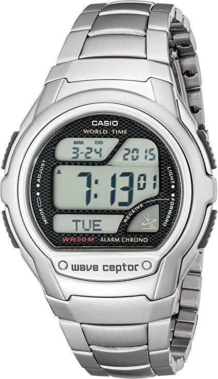 Casio Men's Wave Ceptor Quartz Watch with Stainless Steel Strap, Silver