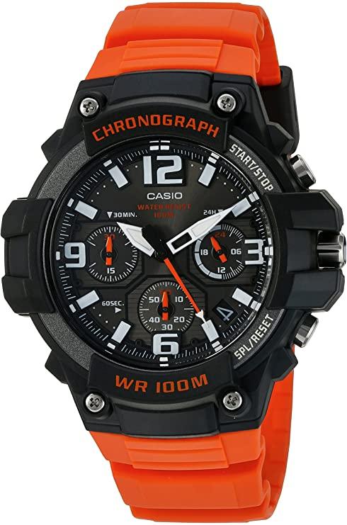 Casio Men's Sports Stainless Steel Quartz Watch with Resin Strap, Orange