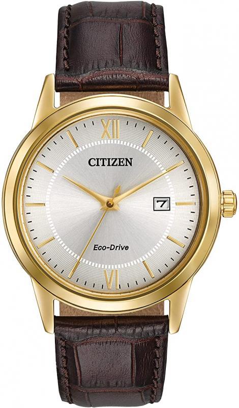 Citizen Eco-Drive Corso Quartz Men's Watch, Stainless Steel with Leather strap, Classic, Brown