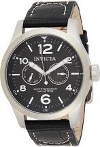 Invicta Men's I-Force Stainless Steel Swiss-Quartz Watch with Leather Strap, Black