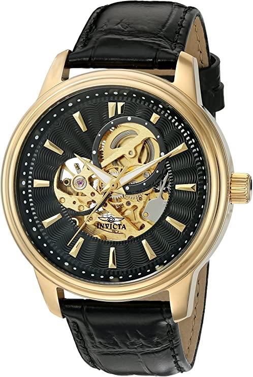 Invicta Men's Vintage Stainless Steel Automatic-self-Wind Watch with Stainless-Steel Strap, Black