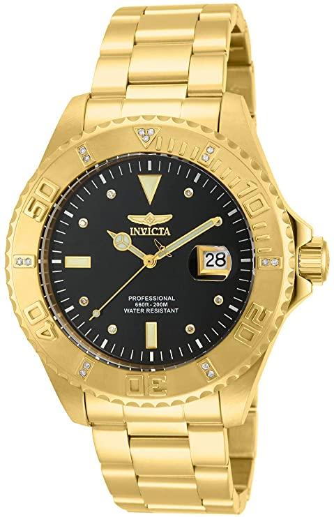 Invicta Men's 15286 Pro Diver 18k Yellow Gold Ion-Plated Stainless Steel and Diamond Accent Watch
