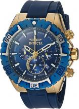 Invicta Men's Aviator Stainless Steel Quartz Watch with Silicone Strap, Blue, Black