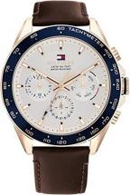 Tommy Hilfiger Men's Stainless Steel Quartz Watch with Leather Strap, Brown