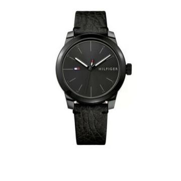 Tommy Hilfiger Men's Quartz Ion Plated and Leather Strap Watch, Color: Black