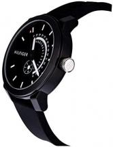 Tommy Hilfiger Men's Denim Quartz Watch with Silicone Strap, Black