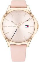 Tommy Hilfiger Women's Stainless Steel Quartz Watch with Leather Strap, Pink