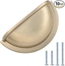 Amazon Basics Traditional Bin Cup Drawer Pull 3.43" Length (3" Hole Center) Golden Champagne 10pk