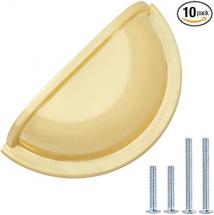Amazon Basics Traditional Bin Cup Drawer Pull 3.43" Length (3" Hole Center) Brushed Brass 10pk