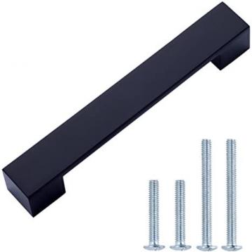 Amazon Basics Short Modern Cabinet Pull Handle 6.38" Length (5" Hole Center) Flat Black 10pk