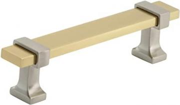 Amerock Cabinet Pull Brushed Gold/Satin Nickel 3-3/4 inch (96 mm) Center to Center
