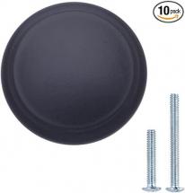 Amazon Basics Modern Top Ring Cabinet Knob, 1.16-inch Diameter, Flat Black, 10-Pack
