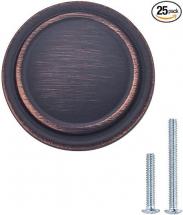 Amazon Basics Straight Top Ring Cabinet Knob, 1.25-inch Diameter, Oil Rubbed Bronze, 25-Pack