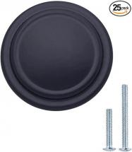 Amazon Basics Straight Top Ring Cabinet Knob, 1.25-inch Diameter, Flat Black, 25-Pack