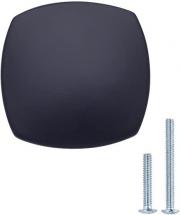 Amazon Basics Rounded Square Cabinet Knob, 1.26-inch Diameter, Flat Black, 10-Pack