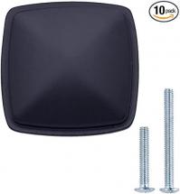 Amazon Basics Traditional Square Cabinet Knob, 1.25-inch Diameter, Flat Black, 10-Pack