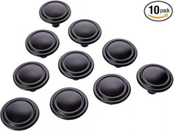 Amazon Basics Straight Top Ring Cabinet Knob, 1.25-inch Diameter, Flat Black, 10-Pack