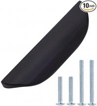 Amazon Basics Modern Finger Drawer Pull, 4.41-inch Length (2.52-inch Hole Center), Flat Black, 10pk