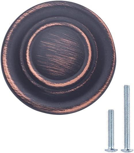 Amazon Basics Traditional Top Ring Cabinet Knob, 1.25-inch Diameter, Oil Rubbed Bronze, 50-Pack