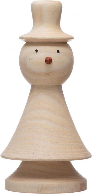 Creative Co-Op 4-1/4" Round x 8-1/2"H Wood Snowman, Natural Figures and Figurines, Multi