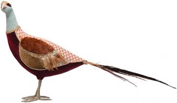 Creative Co-Op 35-1/4"L x 7-3/4"W x 20" H Mixed Fabric Pheasant w/Feathers Figures and Figurines