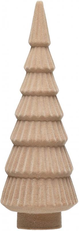 Creative Co-Op 2-1/2" Round x 8" H Flocked Resin Tree, Tan Color Figures and Figurines